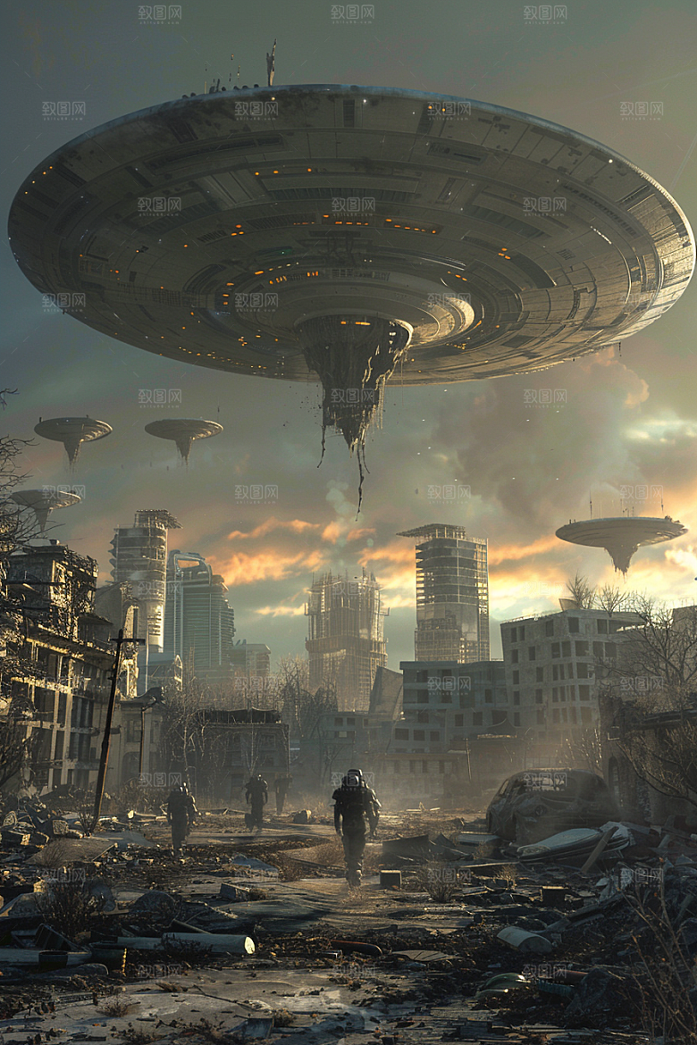 末日飞船废土风外星人游戏原画