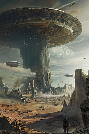 末日飞船科幻片宇宙游戏原画