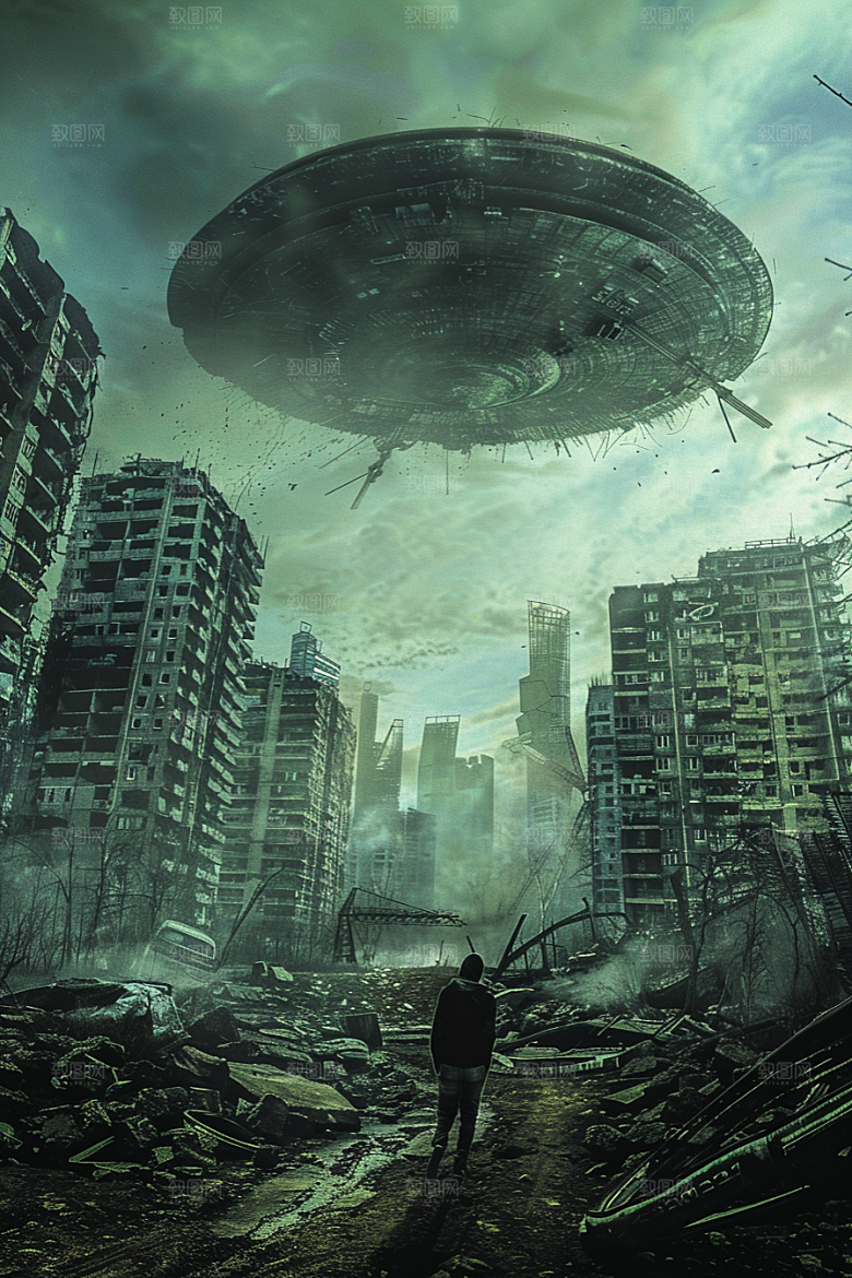 末日飞船宇宙外星人游戏原画
