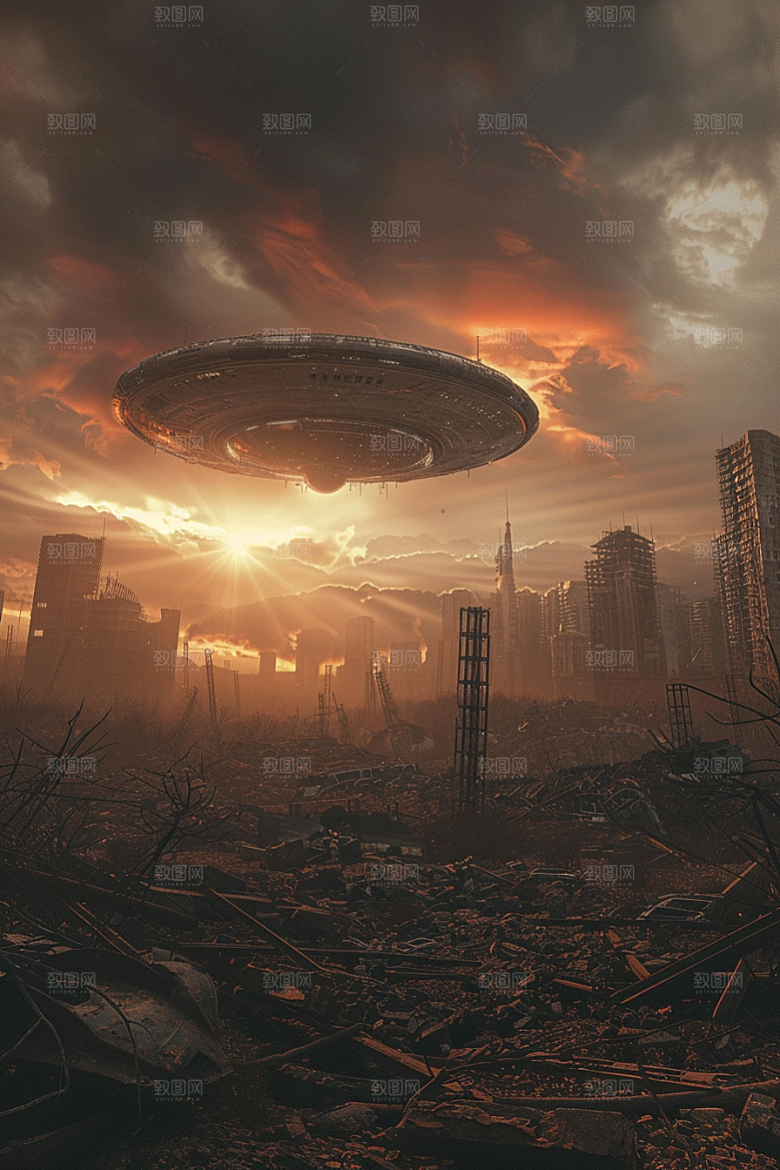 末日飞船科幻片太空战舰游戏原画