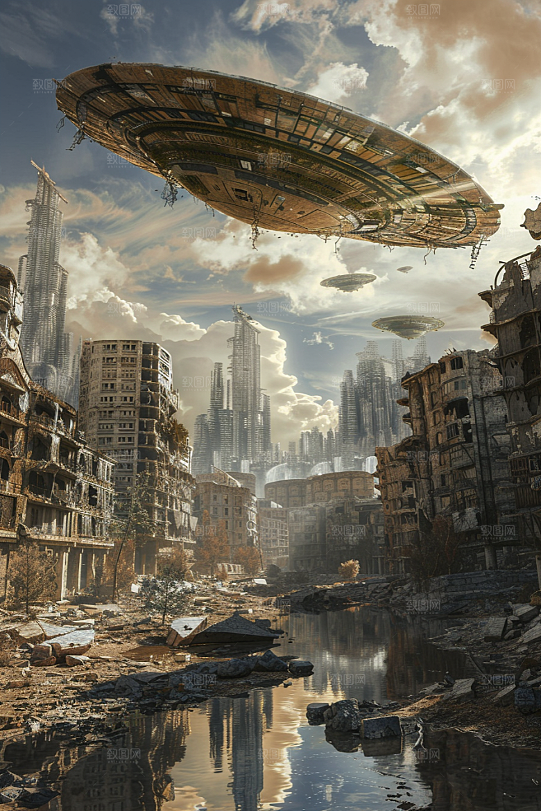 末日飞船宇宙废土风游戏原画