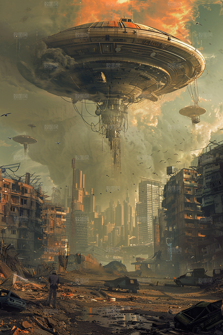 末日飞船宇宙科幻片游戏原画