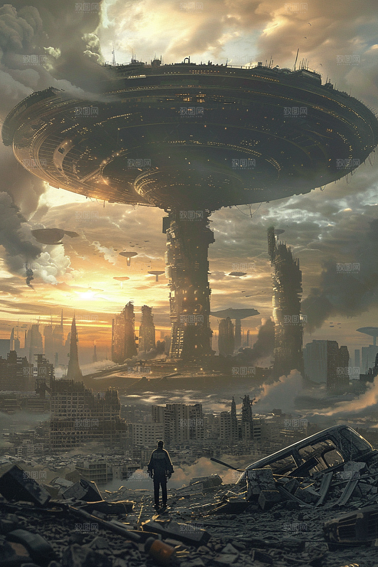 末日飞船宇宙飞碟游戏原画