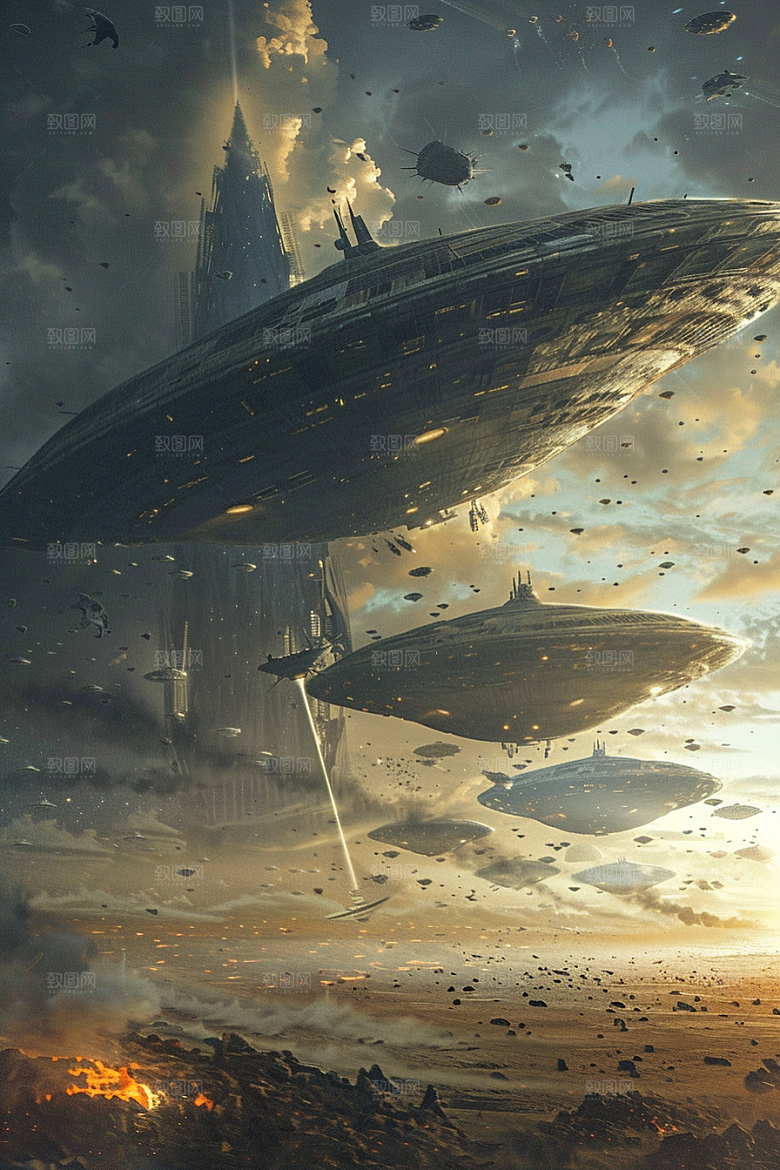末日飞船太空战舰宇宙游戏原画