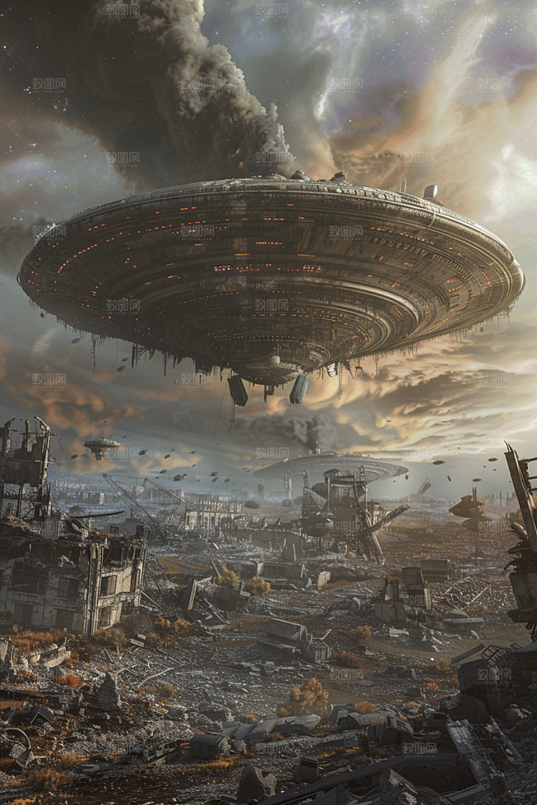 末日飞船科技感宇宙游戏原画