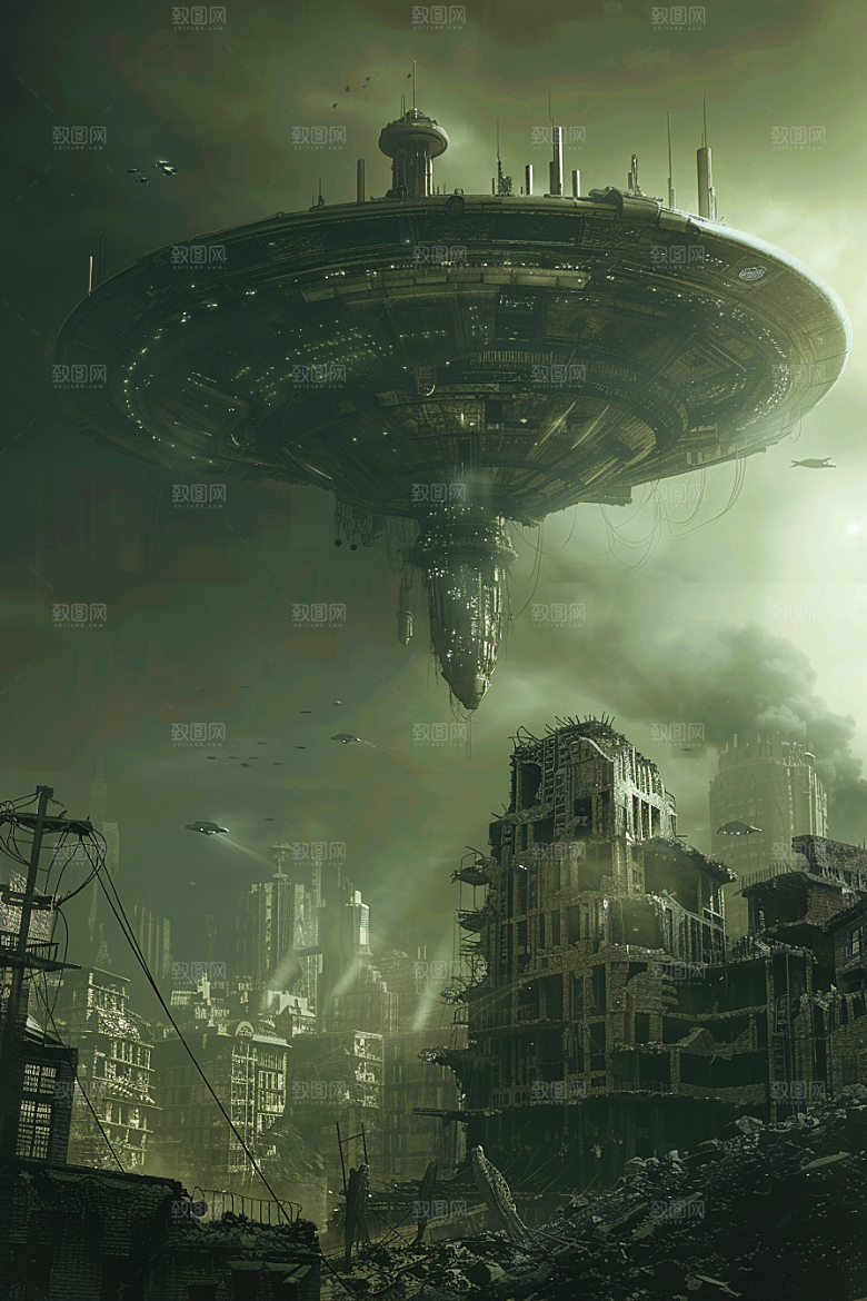 末日飞船宇宙太空战舰游戏原画