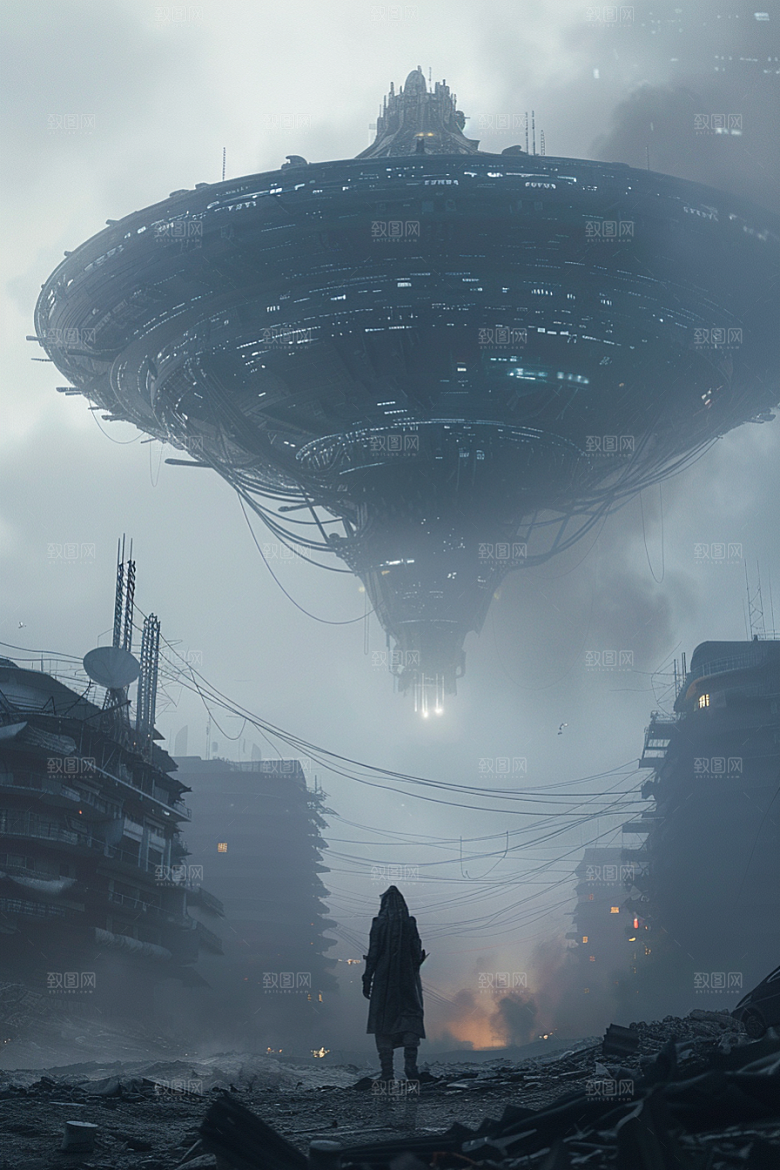 末日飞船太空战舰外星人游戏原画