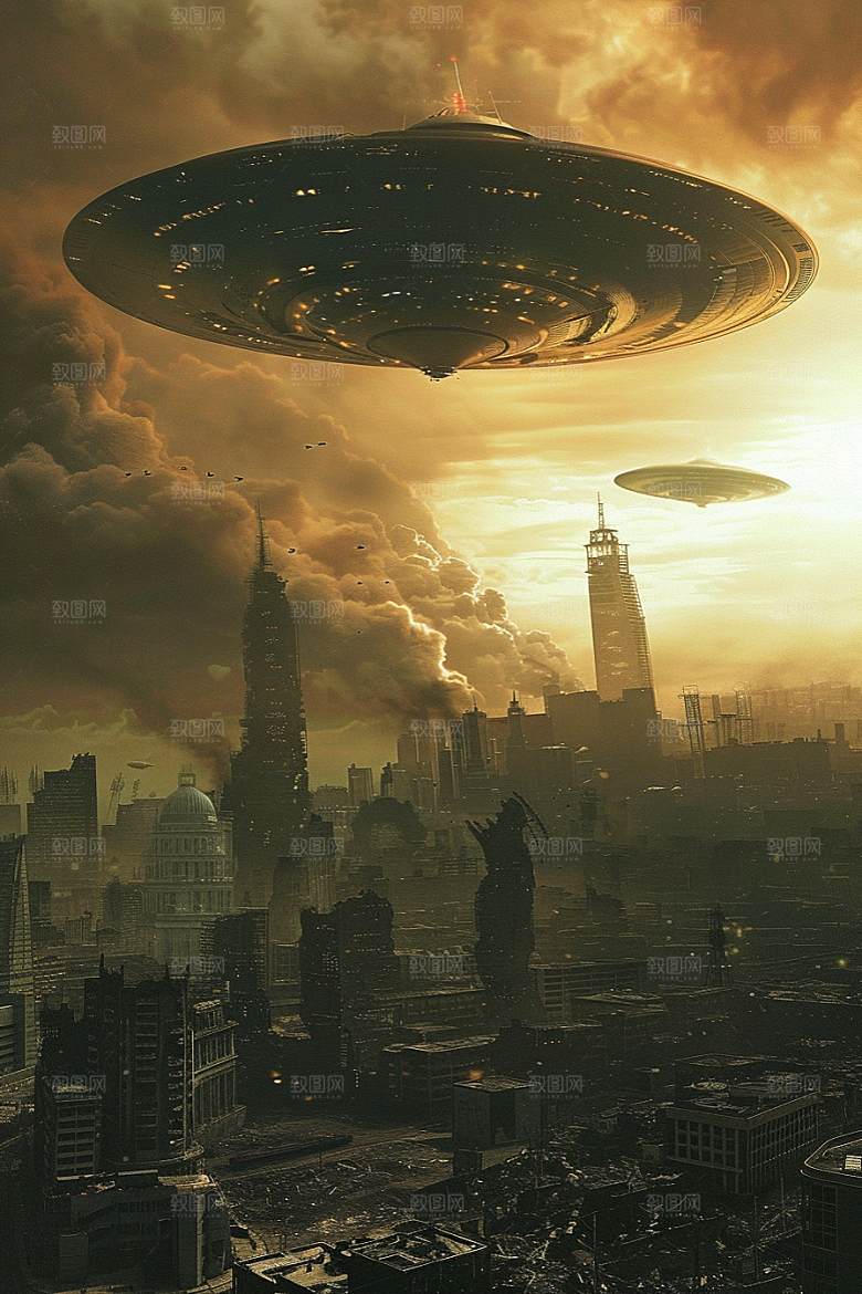 末日飞船外星人科技感游戏原画