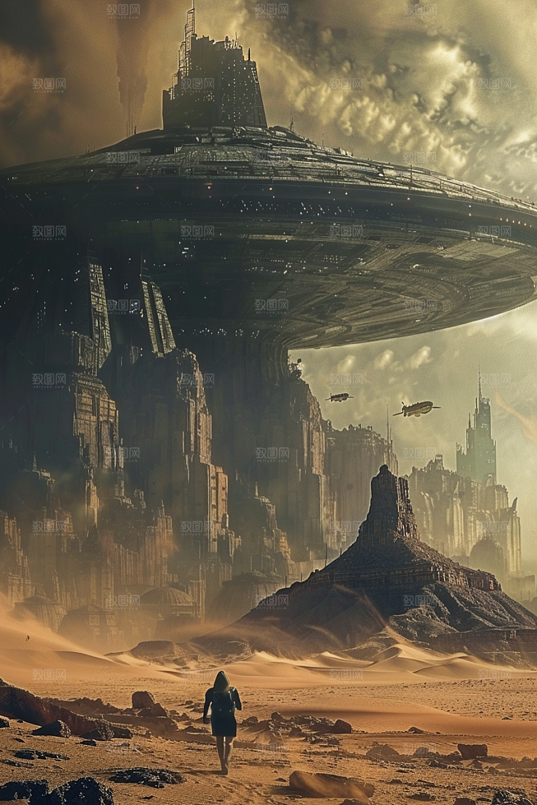 末日飞船科幻片宇宙游戏原画