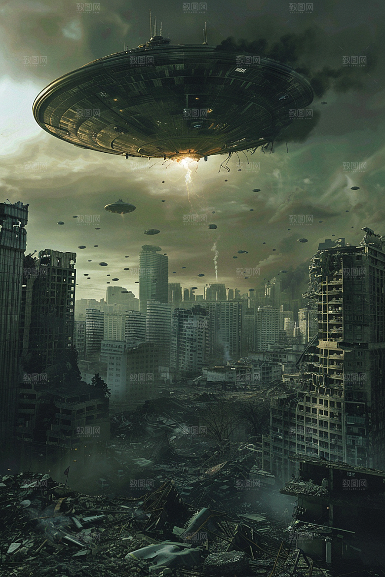 末日飞船飞碟宇宙游戏原画