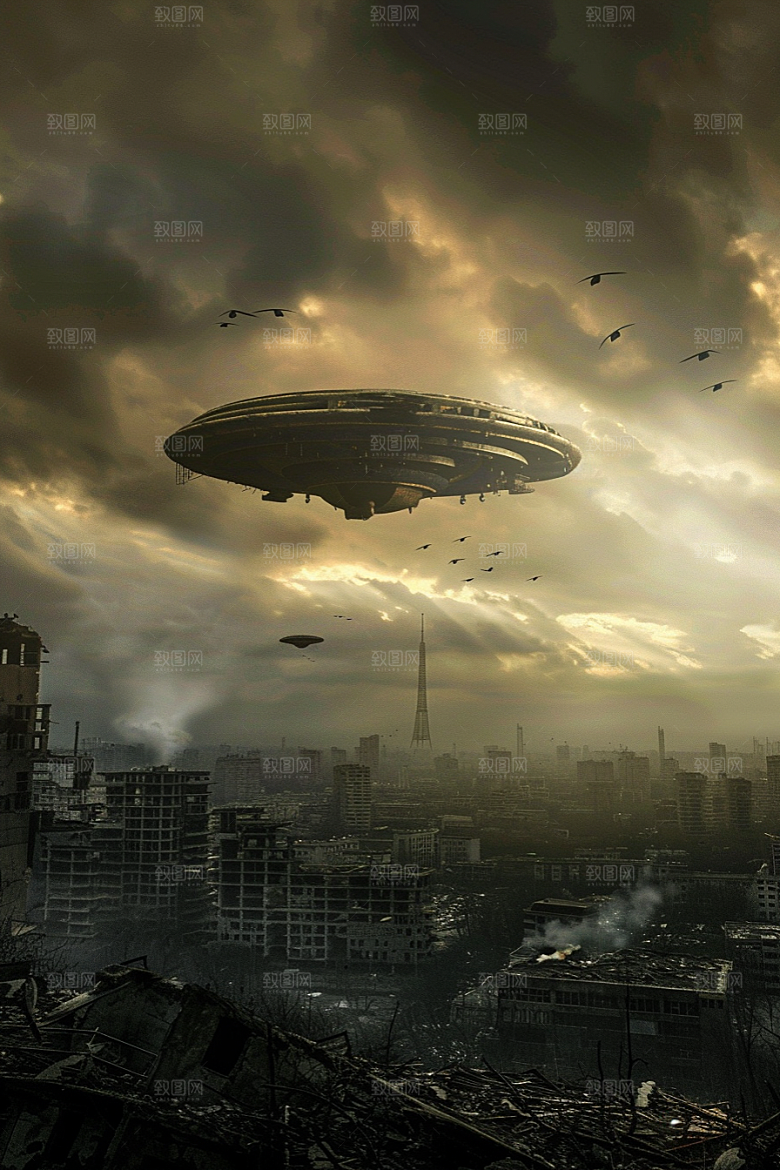 末日飞船飞碟太空战舰游戏原画