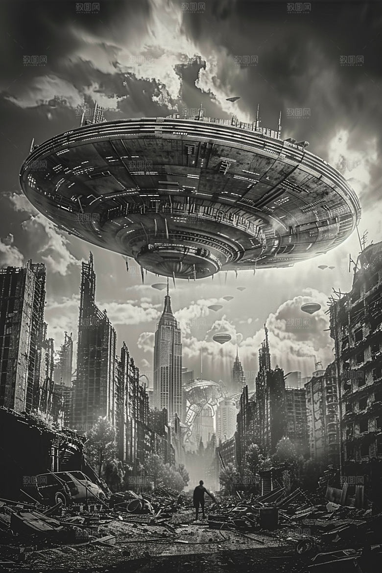末日飞船科技感宇宙游戏原画