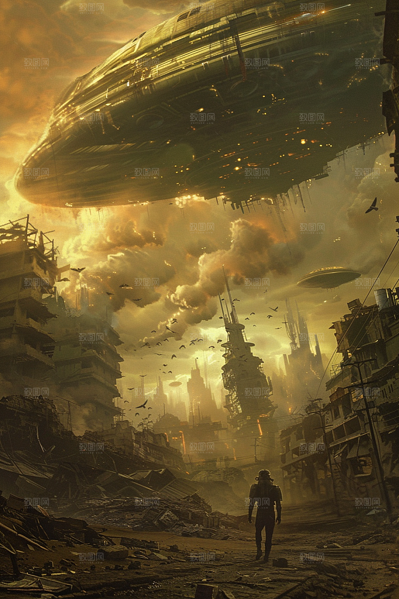 末日飞船太空外星人游戏原画