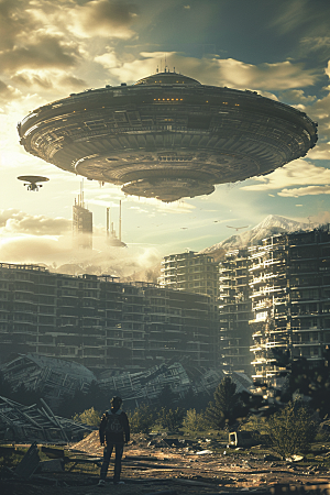 末日飞船外星人科技感游戏原画