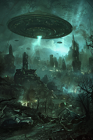 末日飞船宇宙科幻片游戏原画