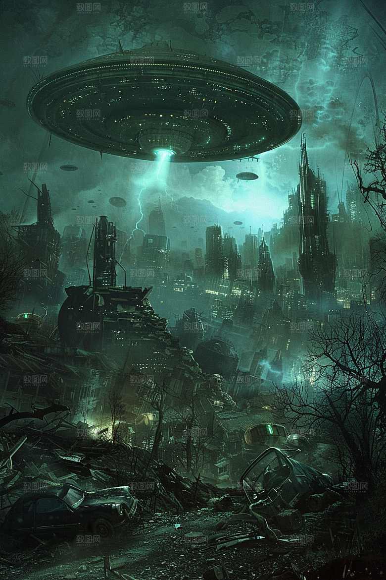 末日飞船宇宙科幻片游戏原画