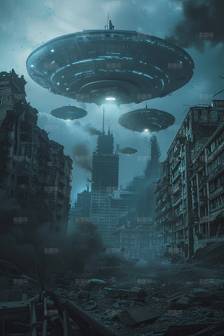 末日飞船暗黑科技感游戏原画