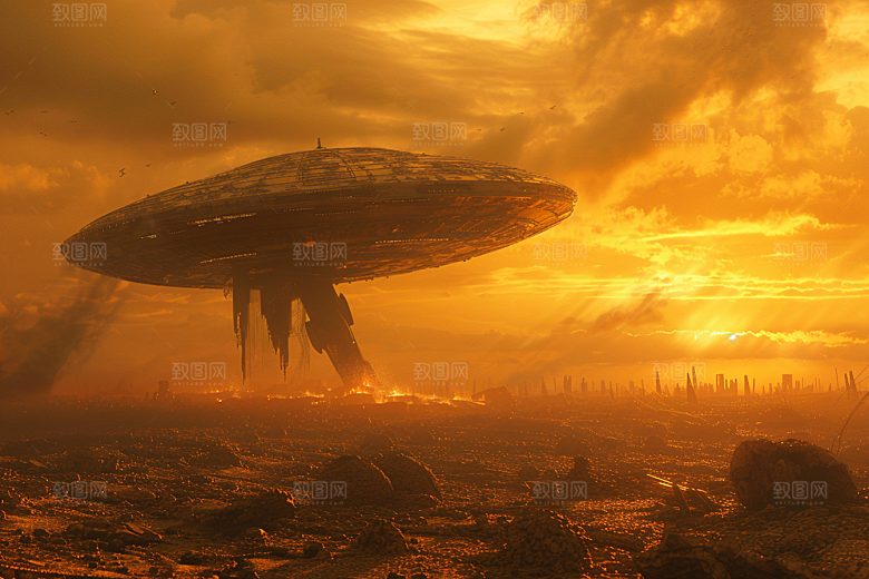 末日飞船外星人科技感游戏原画