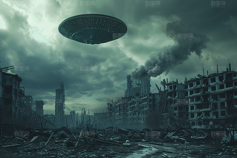 末日飞船外星人科幻片游戏原画
