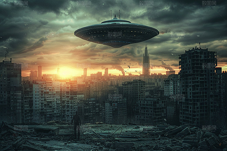末日飞船外星人科幻片游戏原画