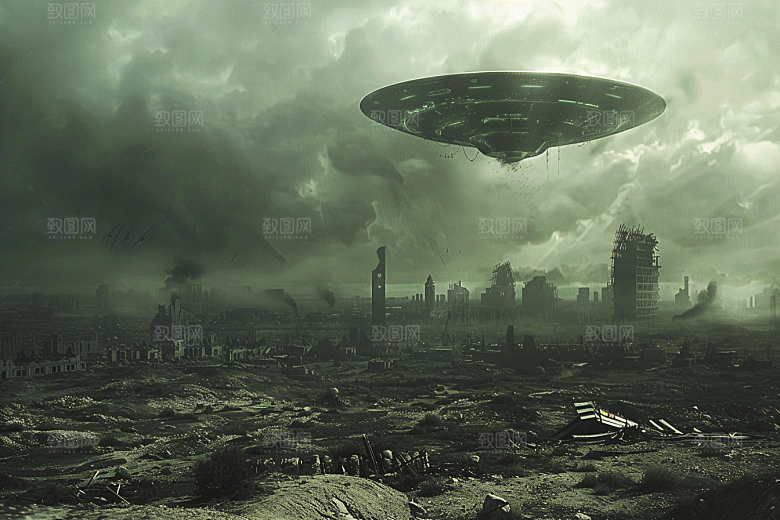 末日飞船太空科幻片游戏原画