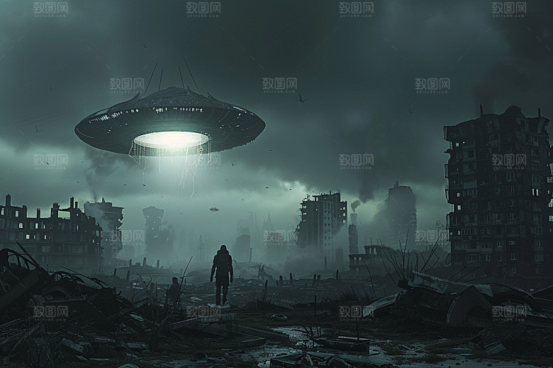 末日飞船科幻片暗黑游戏原画
