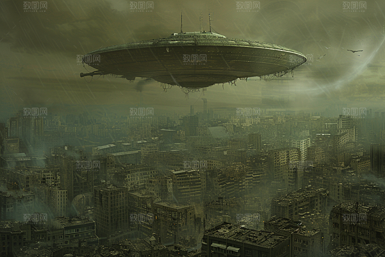 末日飞船科幻片废土风游戏原画