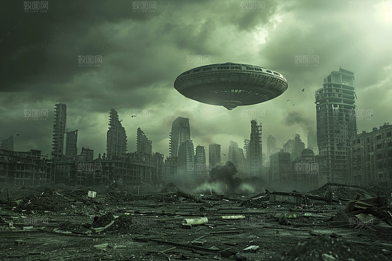 末日飞船科幻片太空游戏原画