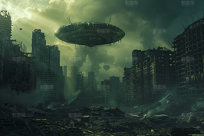 末日飞船太空战舰飞行器游戏原画