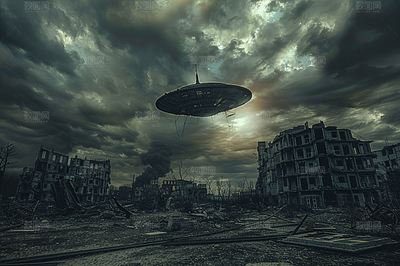 末日飞船太空战舰废土风游戏原画