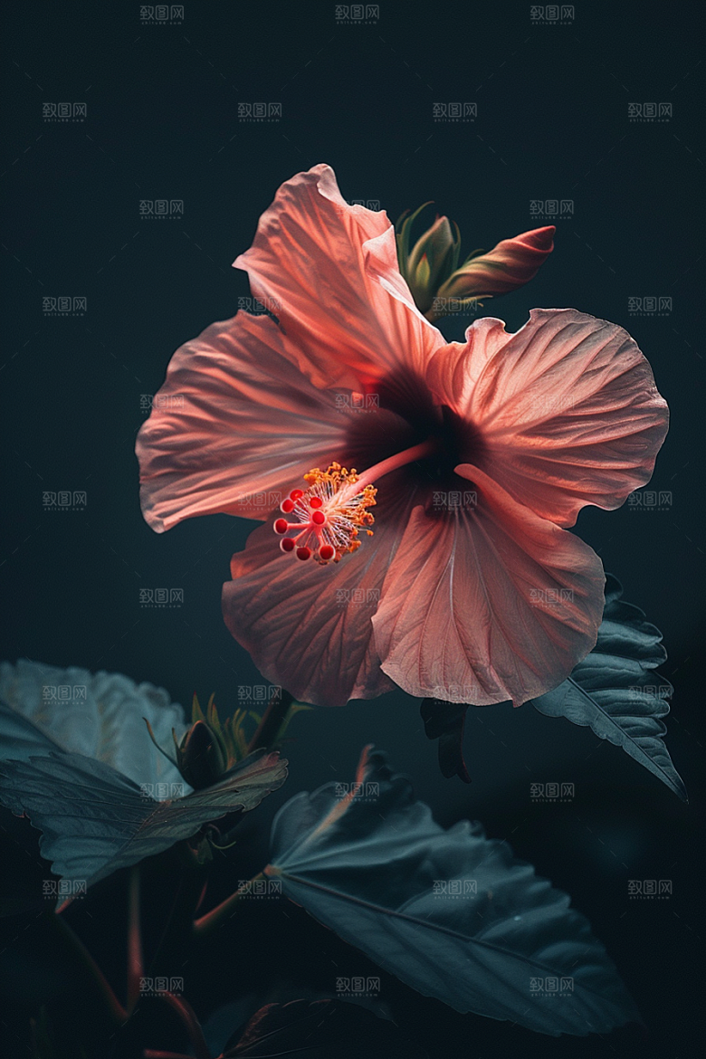 木槿花花朵清新摄影图