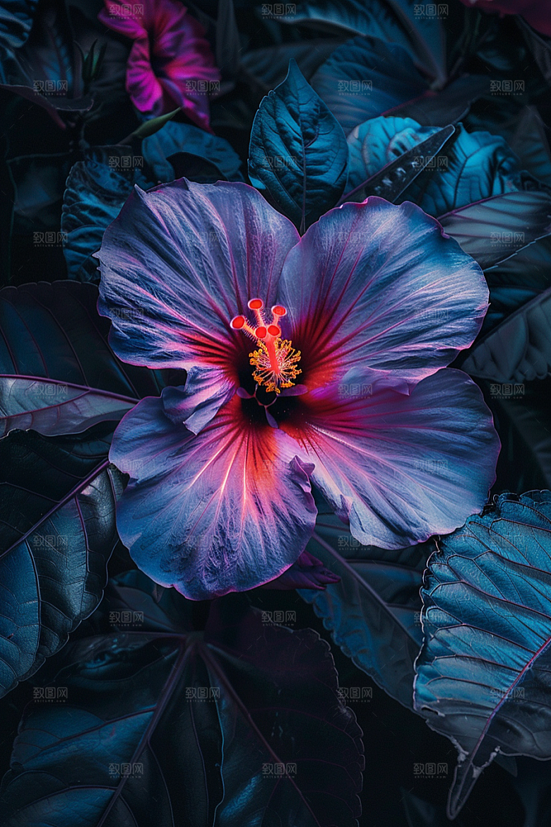 木槿花花朵唯美摄影图