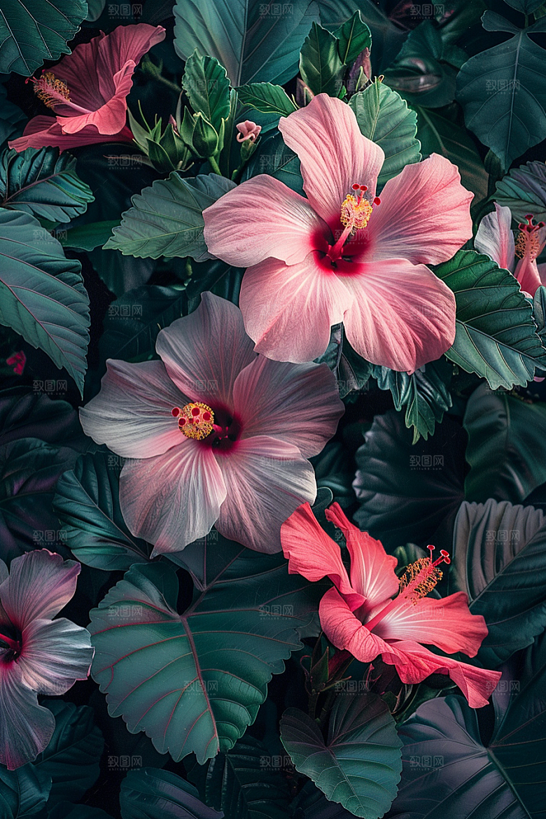 木槿花唯美花朵摄影图