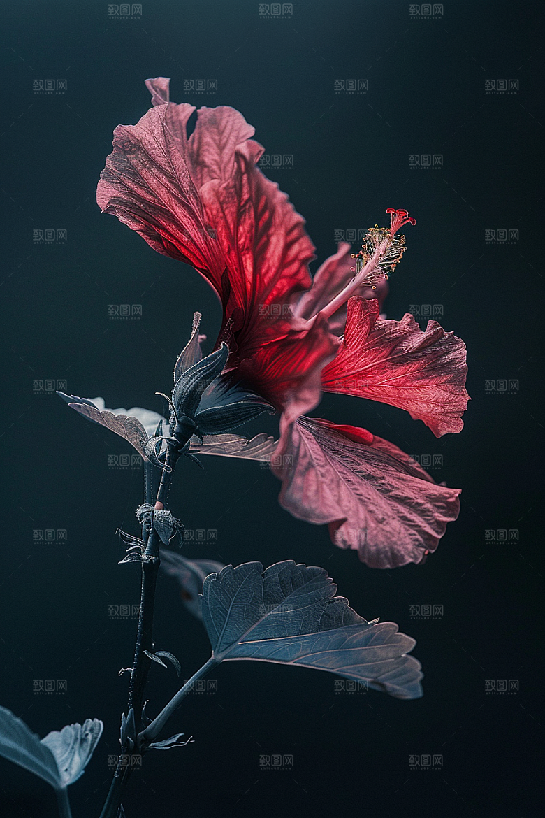 木槿花花朵唯美摄影图