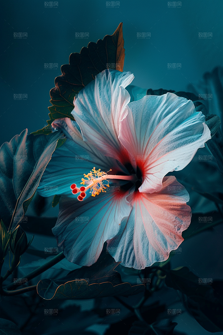 木槿花夏天唯美摄影图