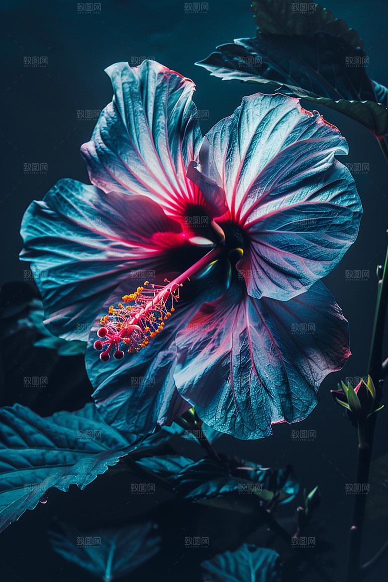 木槿花植物花朵摄影图