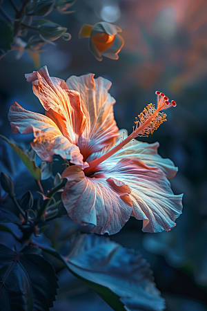 木槿花自然花朵摄影图