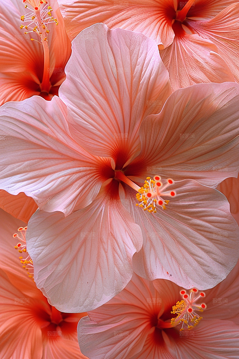 木槿花夏季花卉摄影图