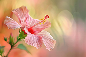 木槿花清新夏季摄影图