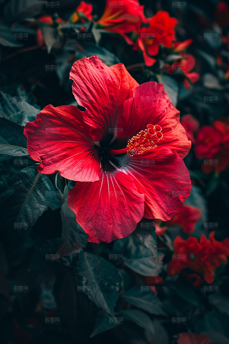 木槿花清新植物摄影图
