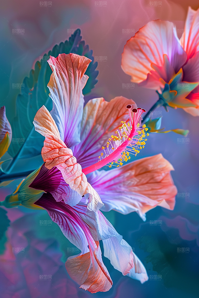 木槿花唯美花朵摄影图