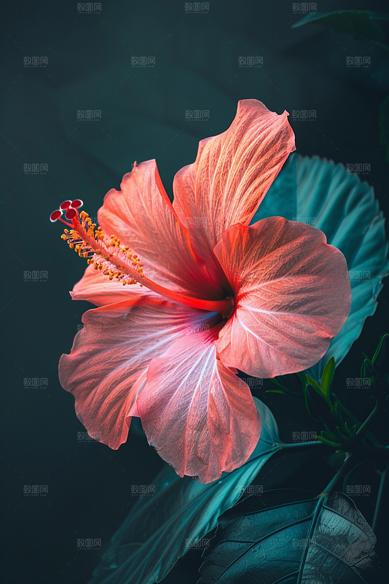 木槿花花卉清新摄影图