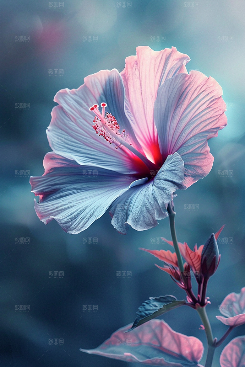 木槿花植物唯美摄影图