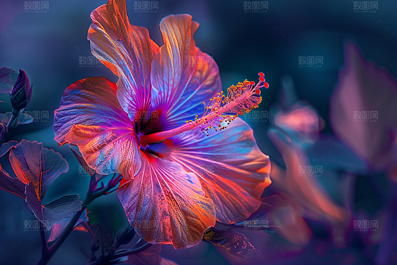 木槿花高清彩色摄影图
