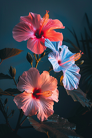 木槿花高清彩色摄影图