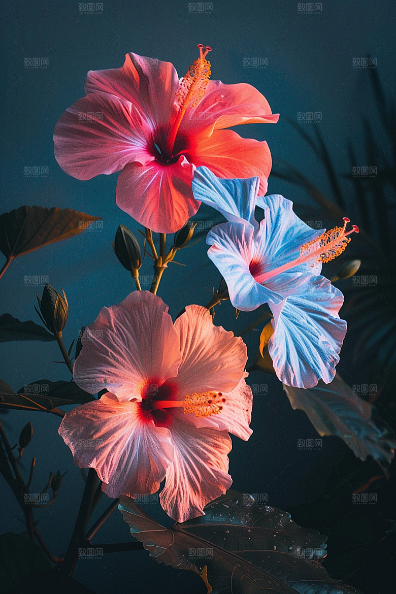 木槿花高清彩色摄影图