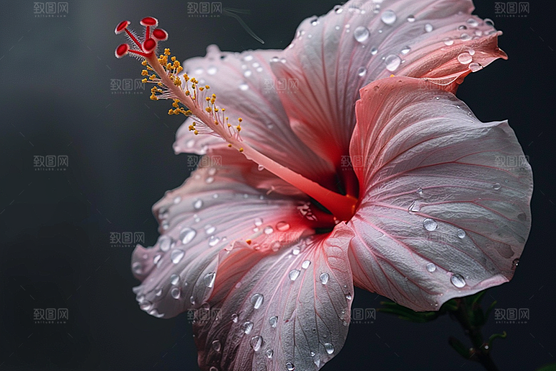 木槿花彩色唯美摄影图