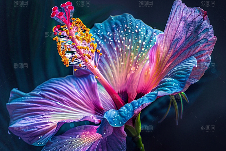 木槿花清新植物摄影图