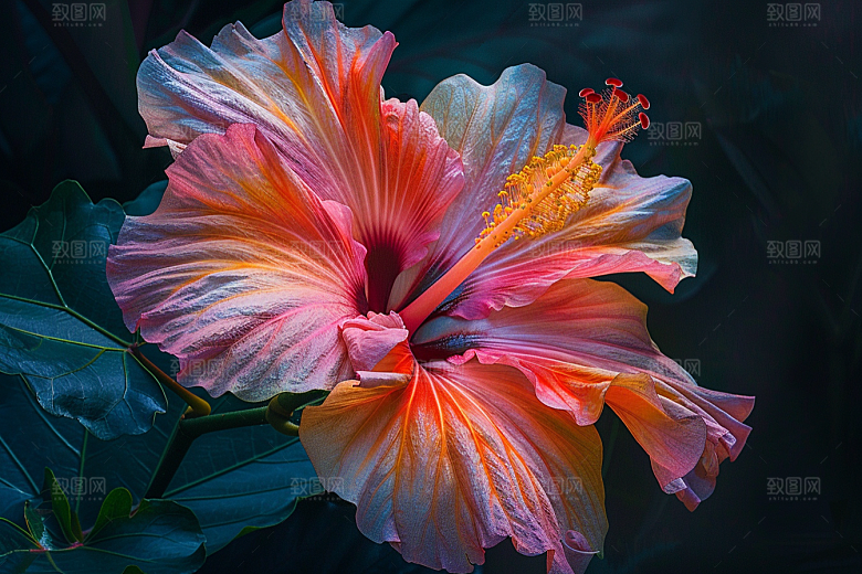 木槿花清新夏天摄影图