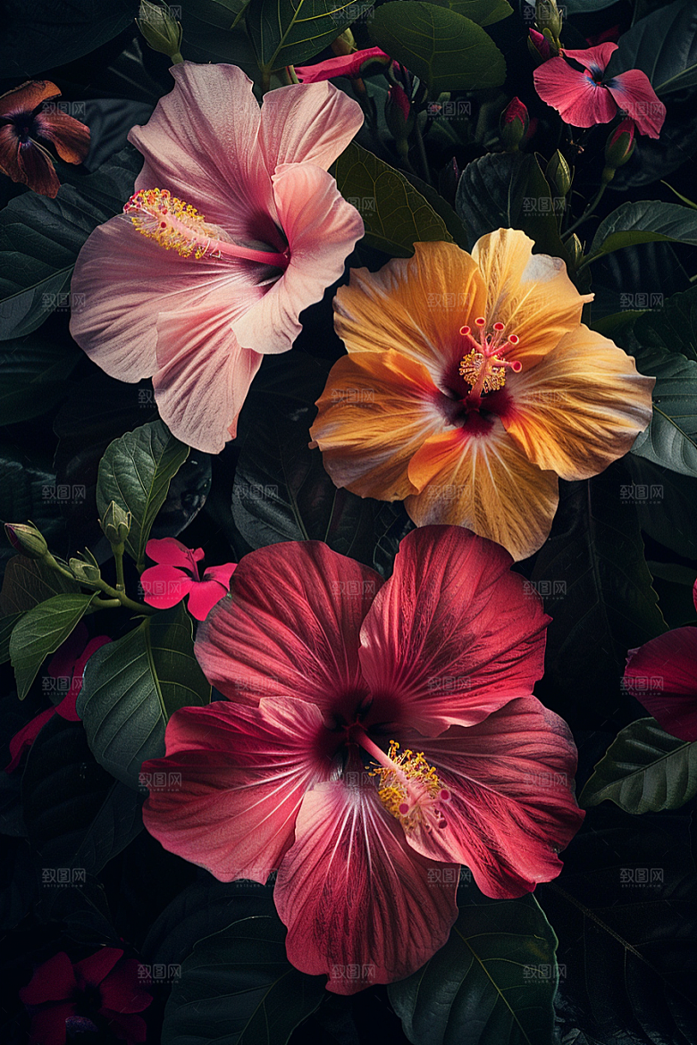 木槿花唯美花卉摄影图